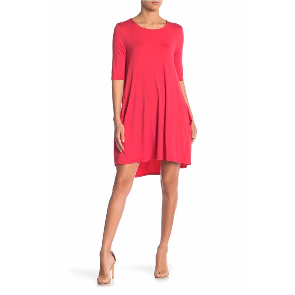Philosophy Apparel Elbow Sleeve Swing Hi Lo Dress